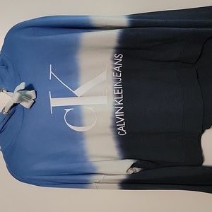 Calvin Klein Crop Hoodie Tie Dye Blue size L
